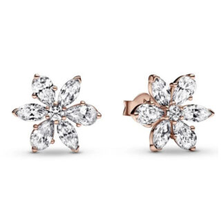 Pandora naušnice s 14K rose pozlatom