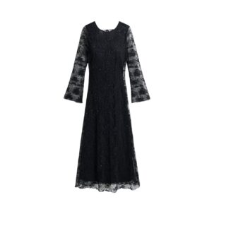 Crna duga haljina s čipkom, Mohito