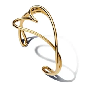 Otvorena bangle narukvica nepravilnog oblika srca od 14k pozlate, PANDORA